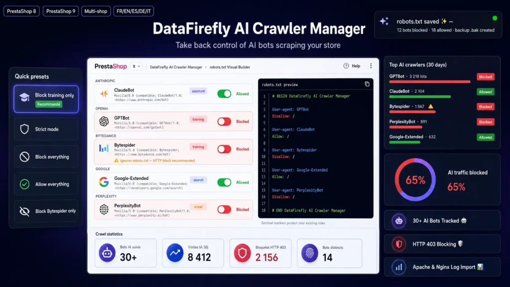 AI Crawler Manager — PrestaShop 8 & 9