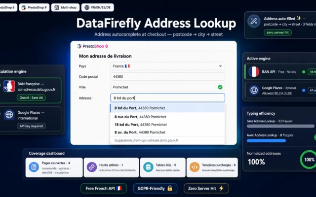 DataFirefly Address Lookup - Checkout address autocomplete for PrestaShop 8 & 9