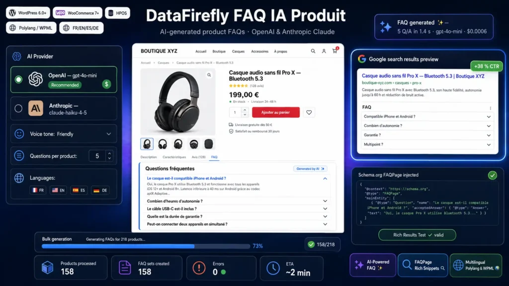 DataFirefly FAQ IA Produit Woocommerce