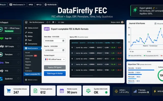 WooCommerce Accounting Export — FEC, Sage 100, EBP, Pennylane, Tiime, Indy, Quadratus