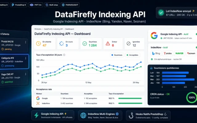 DataFirefly Indexing API — Automatic Google Indexing API and IndexNow submission (Bing, Yandex, Naver) for PrestaShop 8 and 9