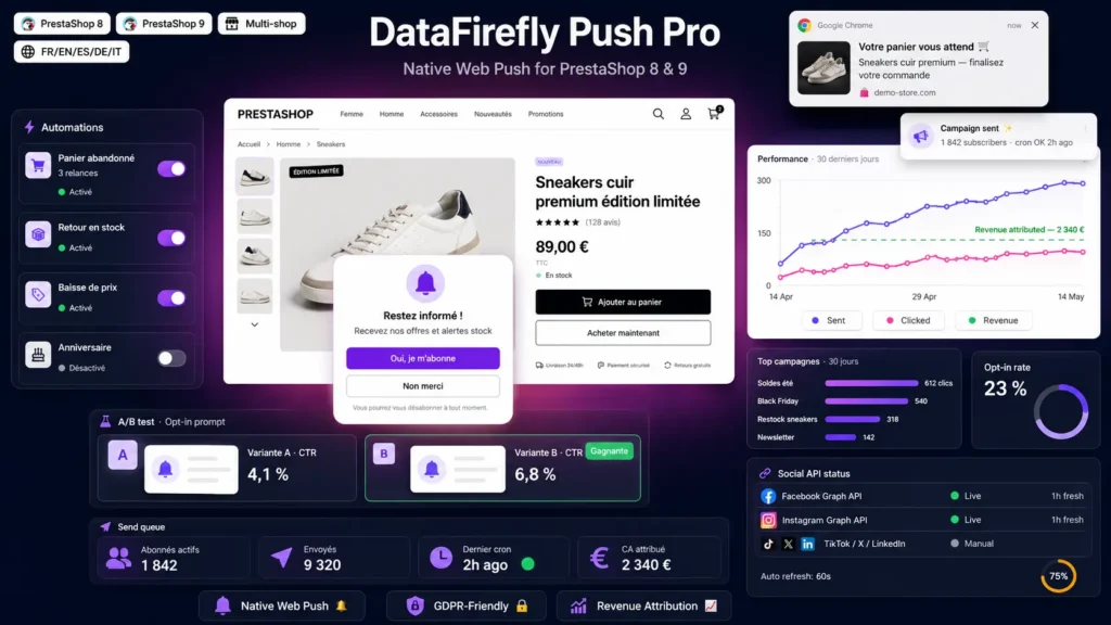 DataFirefly Notification Push Pro Module Prestashop