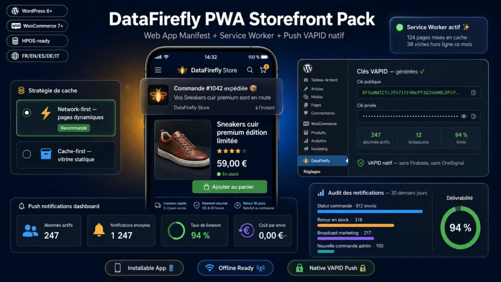 PWA Storefront Pack — Application installable WooCommerce + push natives