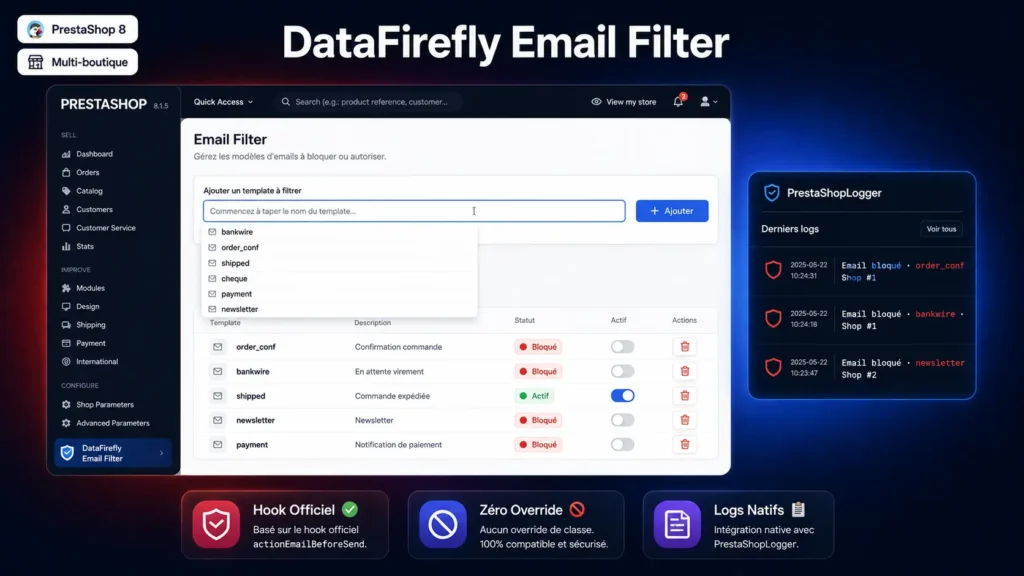 DataFirefly Prestashop Email Filter module
