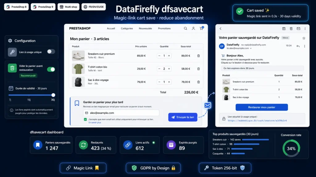 DataFirefly Save Cart For Later Prestashop Module