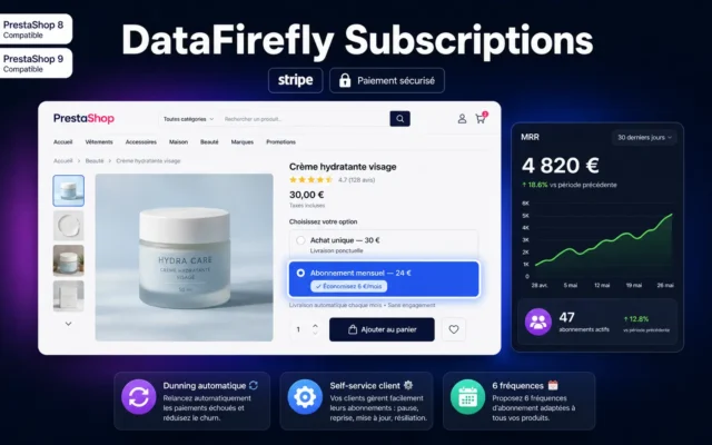 DataFirefly Subscriptions — Abonnements et paiement récurrent Stripe pour PrestaShop 8