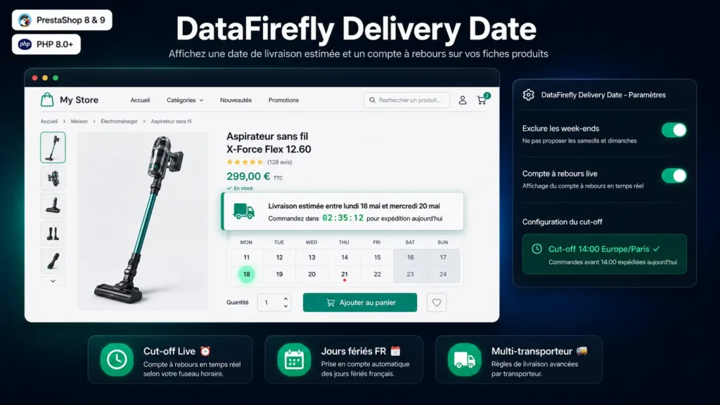 Date de livraison estimée Module PrestaShop