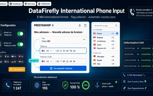 Indicatif Téléphone International PrestaShop — Drapeaux & Normalisation E.164