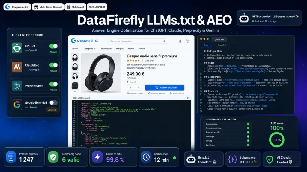 LLMs.txt & AEO Shopware — AI Search Optimisation for ChatGPT, Claude & Perplexity