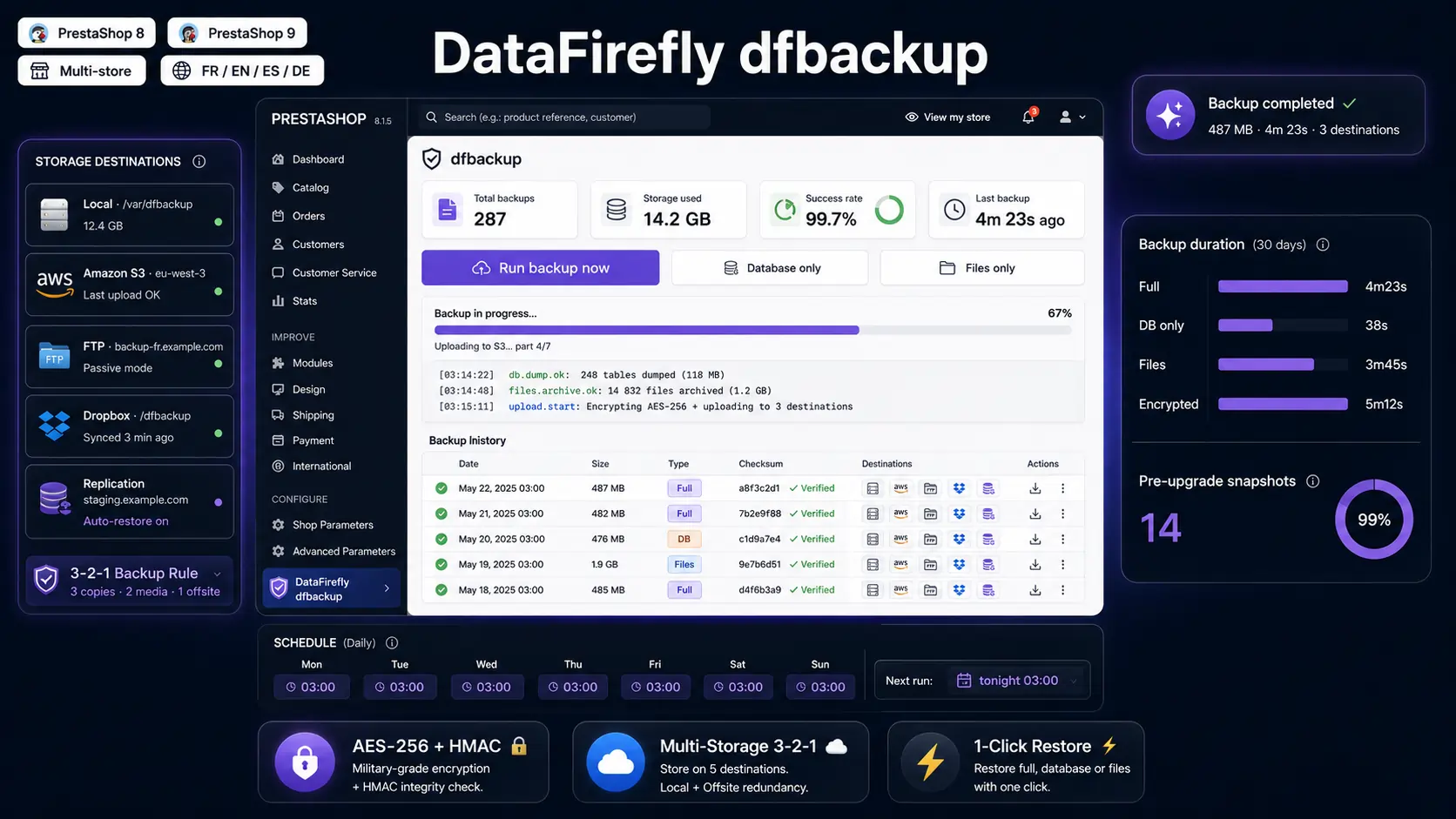 Module de sauvegarde DfBackup pour PrestaShop 8 et 9
