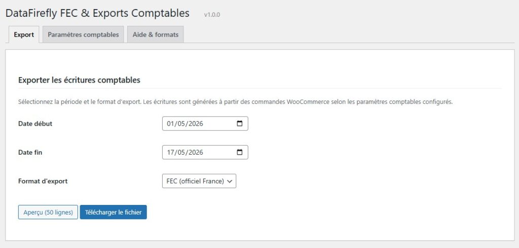 WooCommerce Accounting Export — FEC, Sage 100, EBP, Pennylane, Tiime, Indy, Quadratus