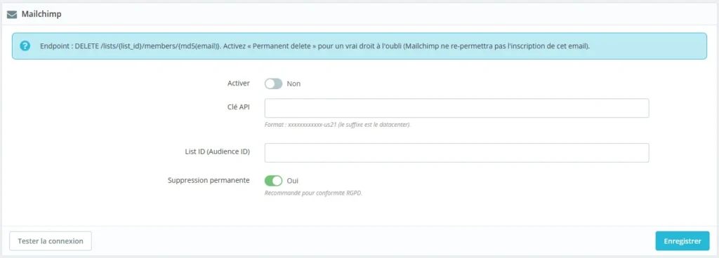 Suppression de compte RGPD Prestashop Capture 2