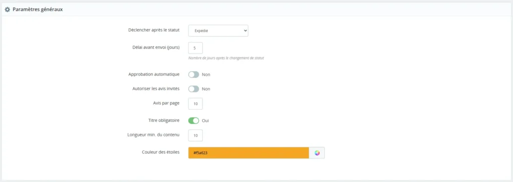 Liste des avis clients à modérer dans le back-office du module Avis Vérifiés pour PrestaShop