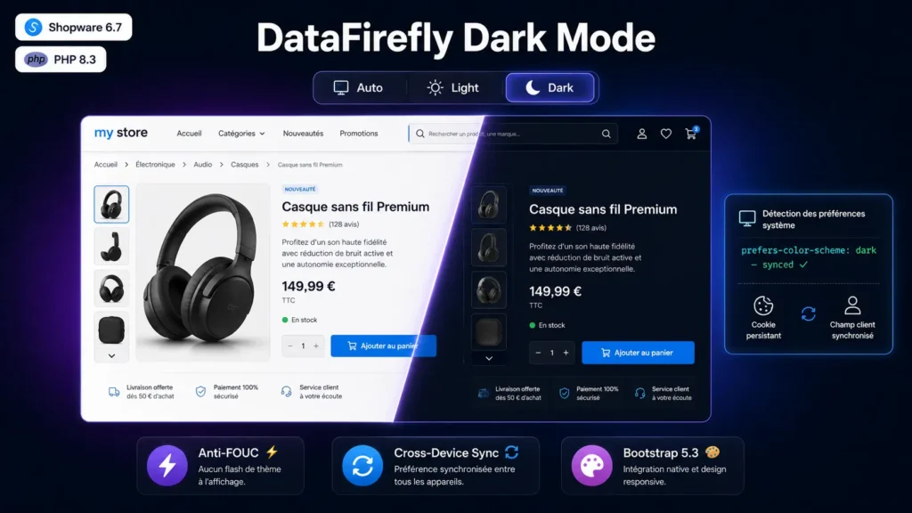 Datafirefly dark mode Shopware module