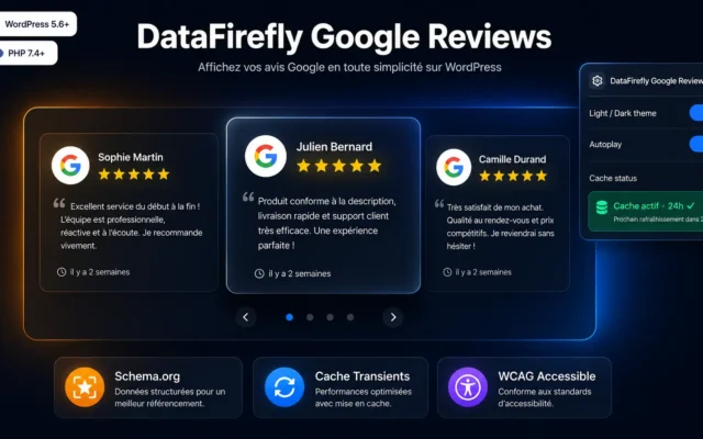 Datafirefly google review caroussel - Google My Business for wordpress woocommerce