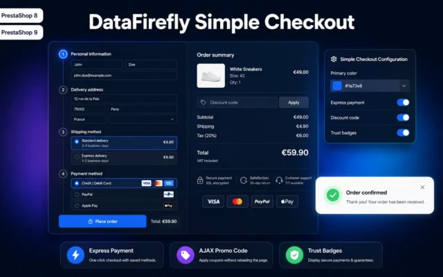 Datafirefly simple elagant checkout pour prestashop 8 et 9