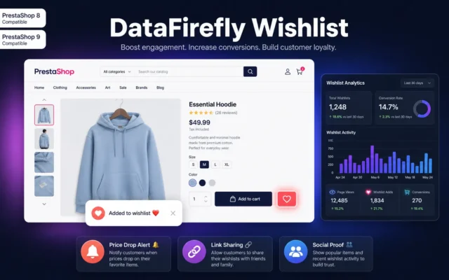 Wishlist avancée prestashop - DataFirefly