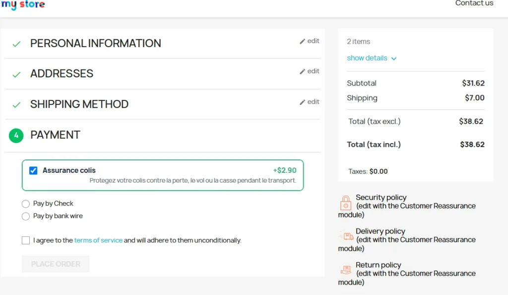 Ubezpieczenie Paczki PrestaShop 1.7, 8 i 9: Upsell Ubezpieczenia Transportu przy Płatności