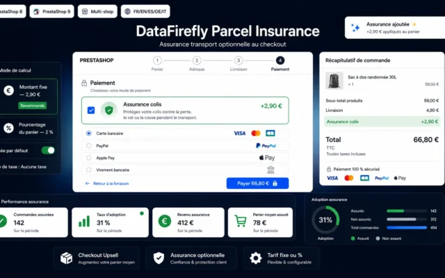 Assurance Colis PrestaShop 8 & 9 — Upsell Assurance Transport au Checkout