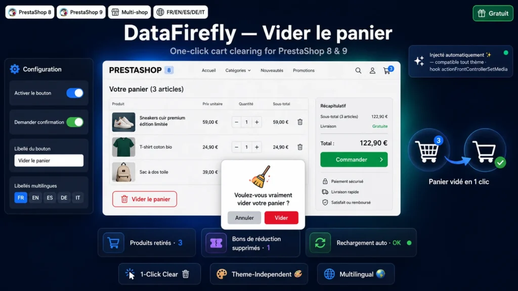 Bouton Vider le Panier — PrestaShop 8 & 9
