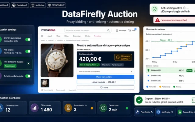 DataFirefly Auction — Ventes aux enchères en temps réel Prestashop