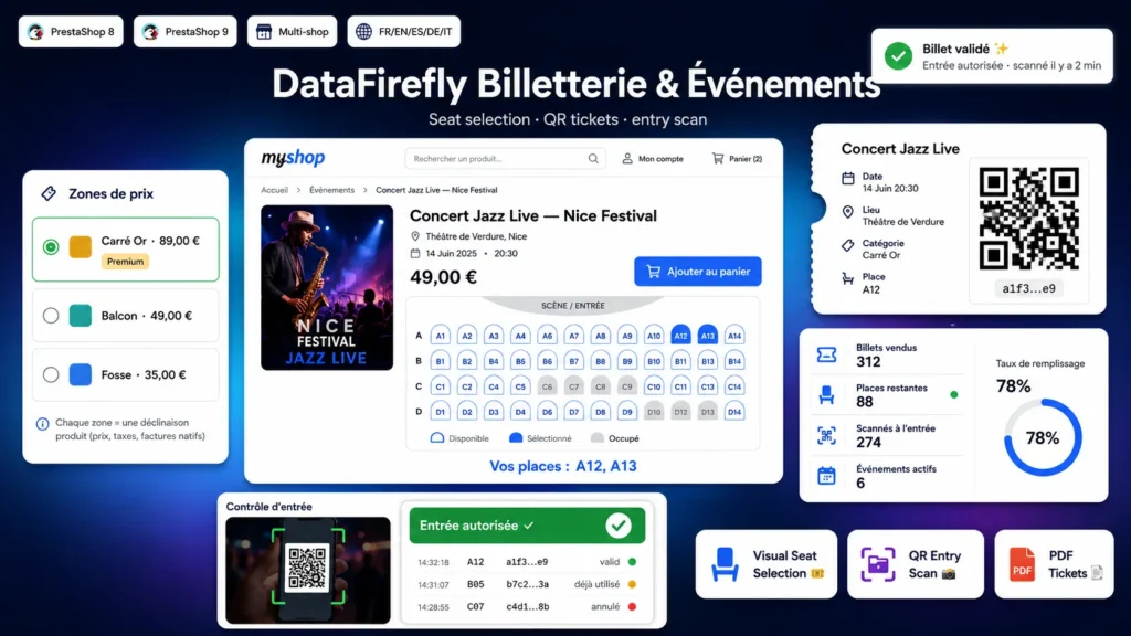 DataFirefly Billetterie & Événements Module Prestashop