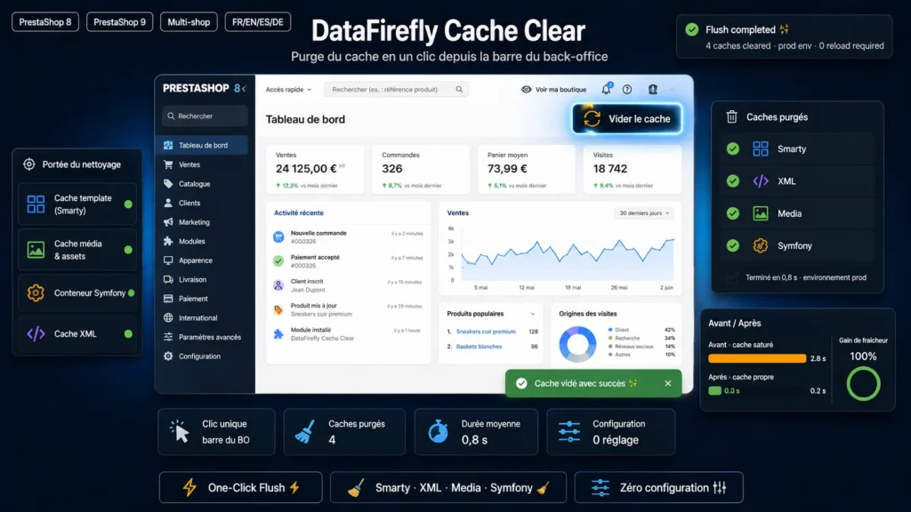 DataFirefly Cache Clear Module Gratuit Prestashop