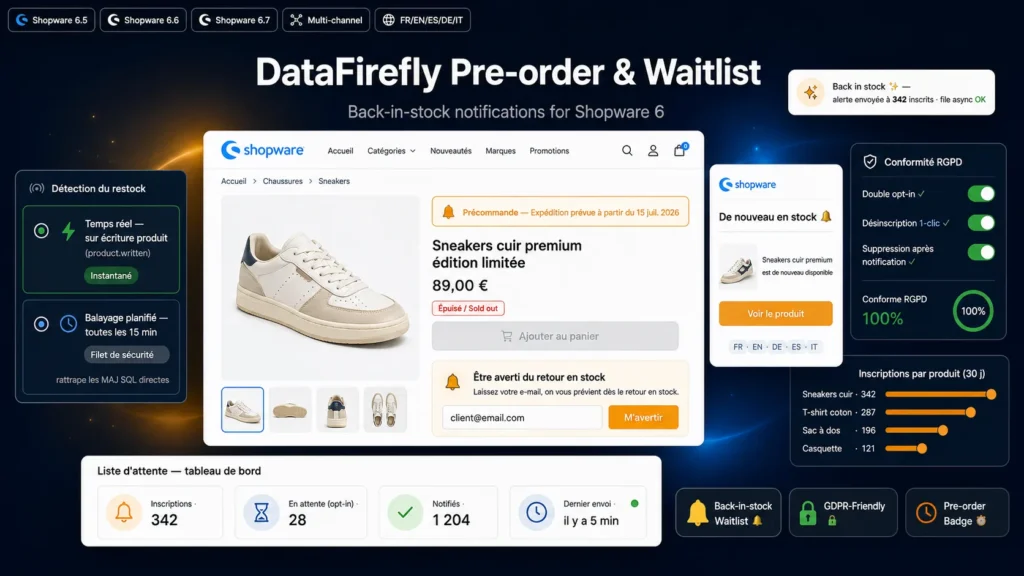 DataFirefly Précommande & Liste d'attente — Shopware 6