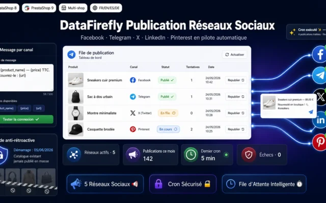 DataFirefly Publication Réseaux Sociaux Prestashop
