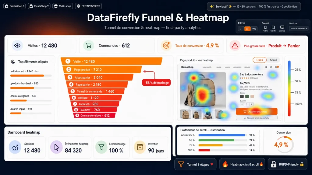 DataFirefly - Tunnel de conversion & Heatmap Module Prestashop