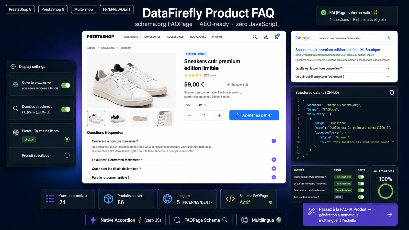 FAQ produit en accordéon statique pour PrestaShop