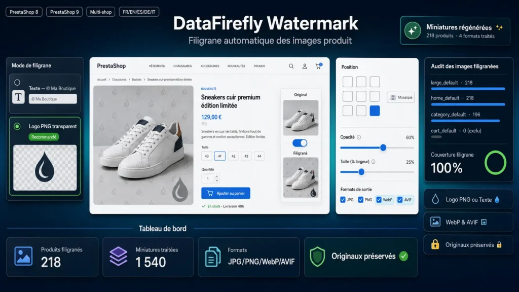 Marca de Agua Automática en Imágenes de Producto — PrestaShop 8 & 9