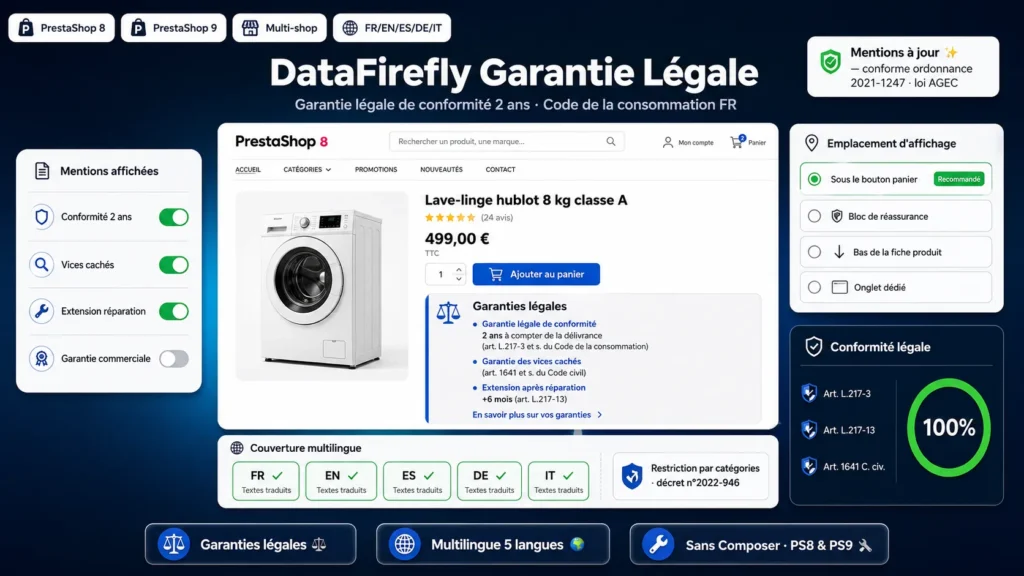 Garantie Légale de Conformité 2 ans – Module PrestaShop 8 & 9