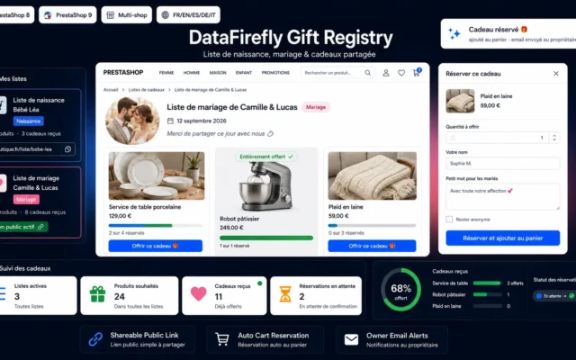 Liste de Naissance, Mariage & Cadeaux — PrestaShop 8 & 9