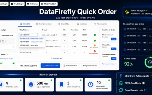 Modulo Ordine Rapido B2B per PrestaShop 8 e 9 — Inserimento SKU, Import CSV e Riacquisto