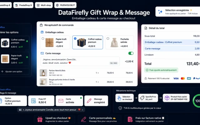 Module Emballage Cadeau & Message Personnalisé PrestaShop 8/9