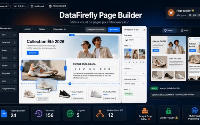 DataFirefly Page Builder pour Shopware 6.7 – éditeur visuel de pages