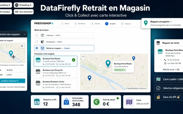 Retrait en Magasin — Click & Collect avec carte (PrestaShop 8 & 9)