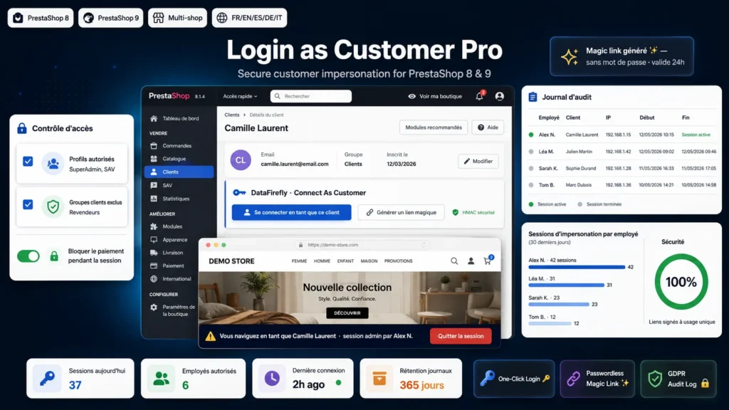 Se connecter en tant que client Pro — Module PrestaShop 8 / 9
