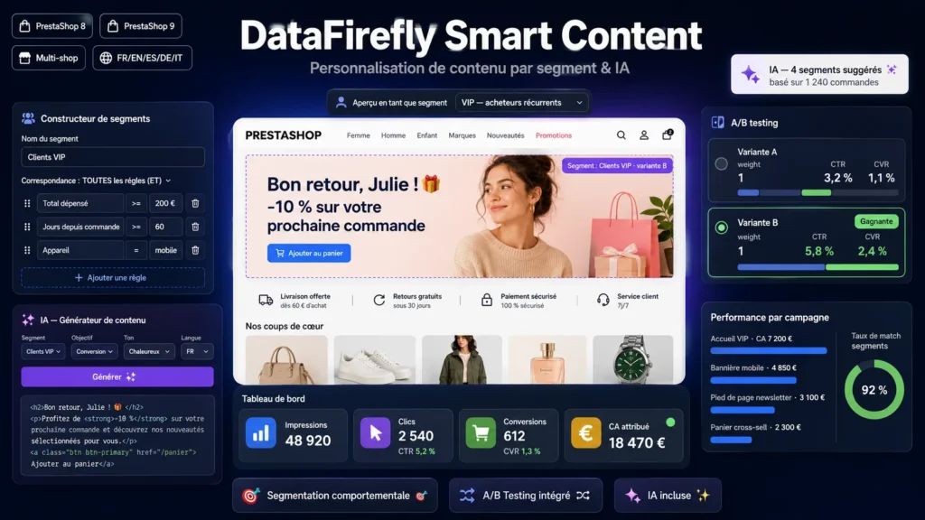 Smart Content – Personnalisation par segment & IA