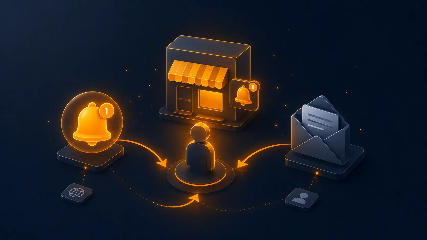 Illustration de l'article comparant les notifications web push et l'e-mail pour reconquérir les visiteurs