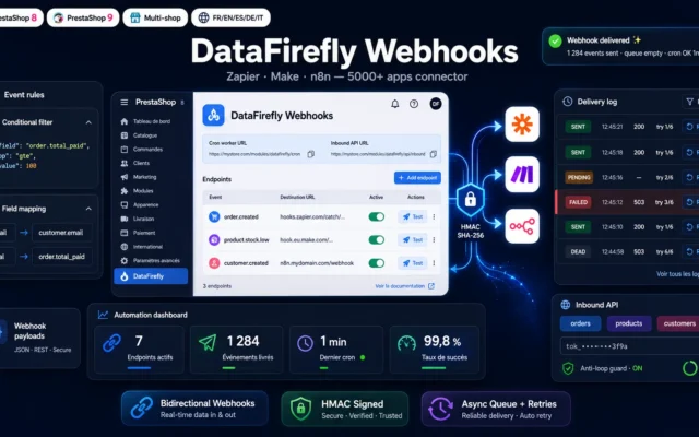 Webhooks DataFirefly — Connecteur Zapier, Make & n8n