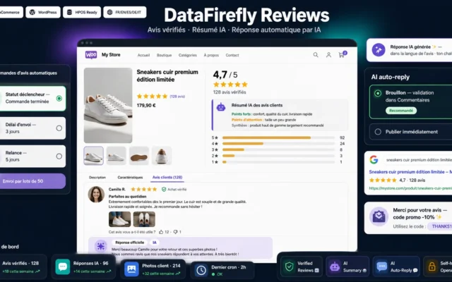 Verifizierte WooCommerce-Kundenbewertungen mit KI-Zusammenfassung und automatischen Antworten