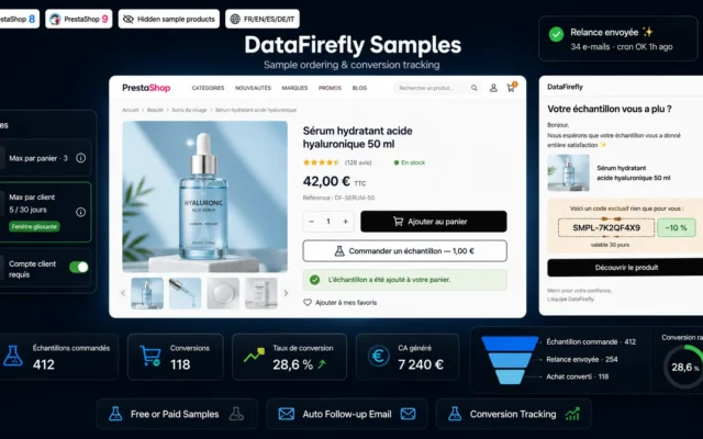 Commande d'Échantillons Produit — Relance & Suivi de Conversion (PrestaShop 8 & 9)