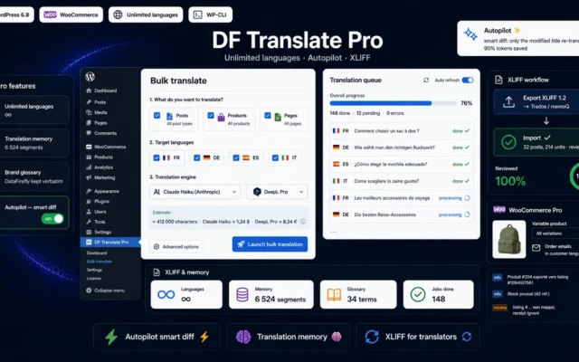 DF Translate Pro — Traduction multilingue à l'échelle pour WordPress & WooCommerce