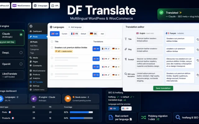 DF Translate — Traduction multilingue IA pour WordPress & WooCommerce (gratuit)