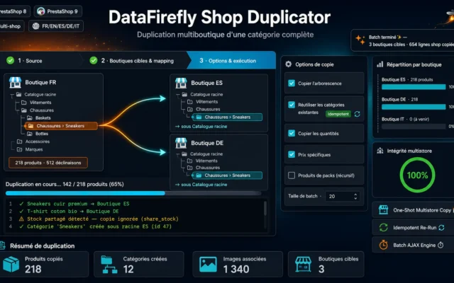 Duplication d'une catégorie complète vers une autre boutique dans un PrestaShop multi-boutique