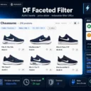 Filtres à facettes AJAX sur une page catégorie PrestaShop, avec slider de prix et compteur de résultats