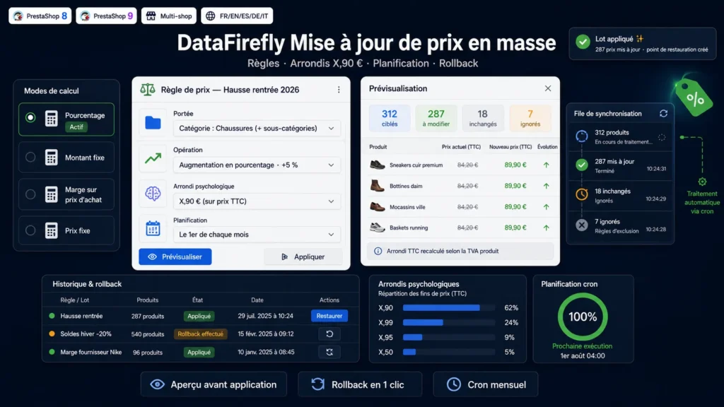 Mise à jour de prix en masse - Module Prestashop 8 & 9
