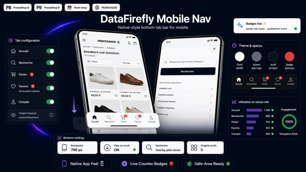 Module Barre de Navigation Mobile PrestaShop 8/9